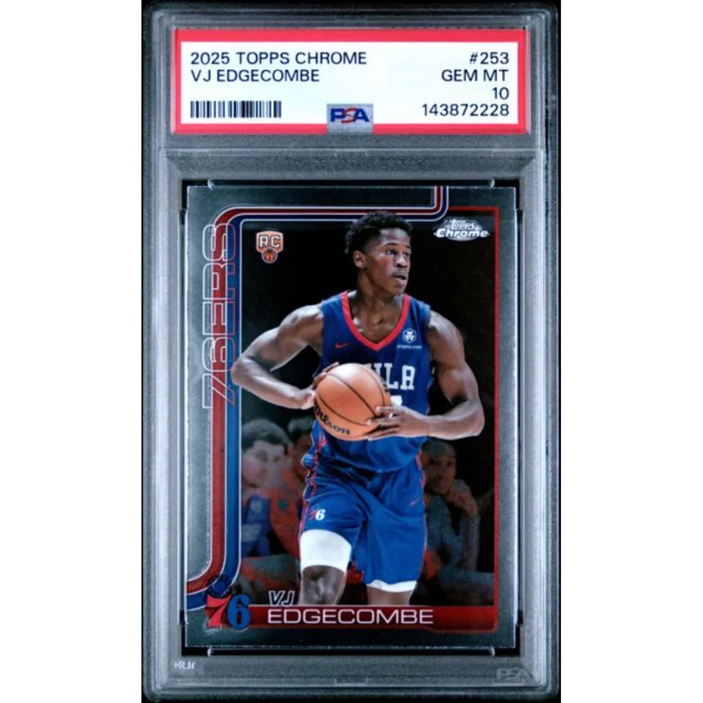 Graded 2025 Topps Chrome VJ Edgecombe 253 Rookie RC Basketball Card PSA 10 Gem Mint | Hall of Fame Sports Memorabilia | vintageantiquesgifts.com