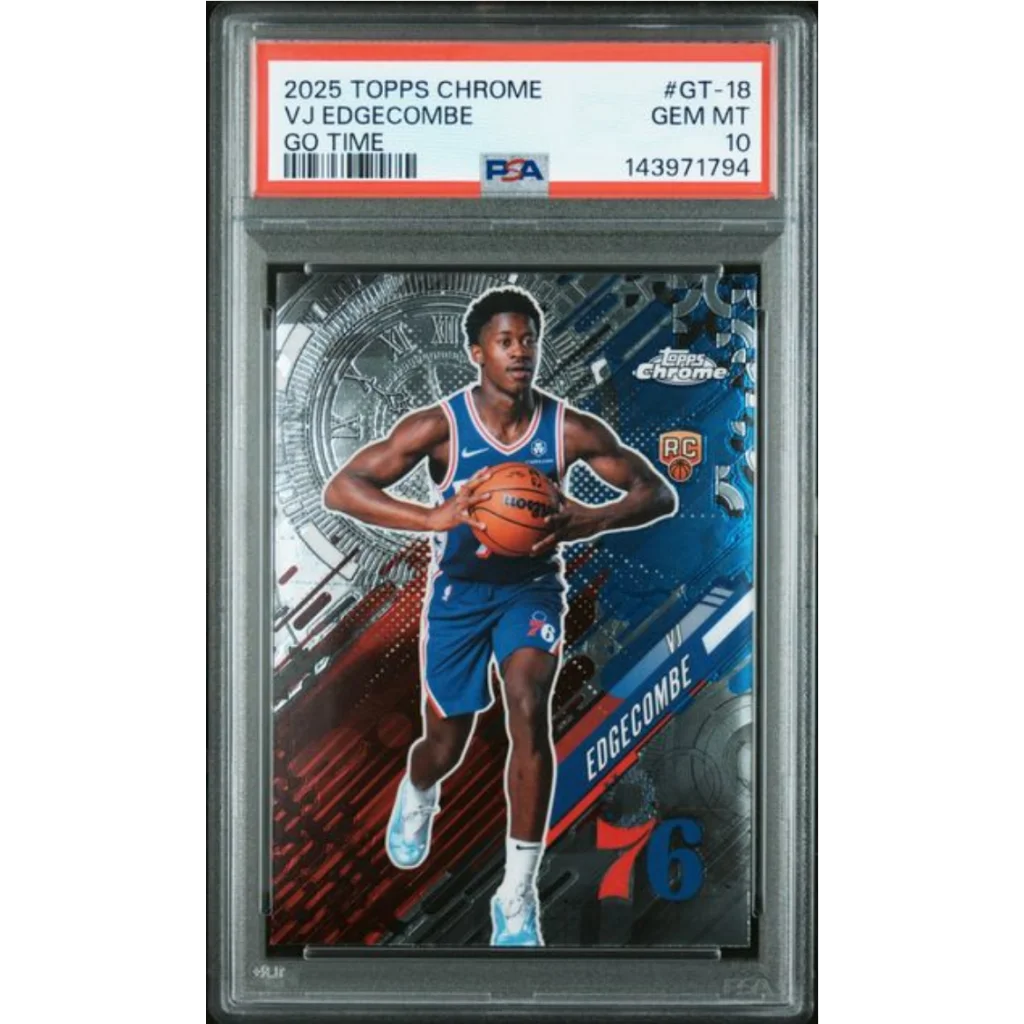 Graded 2025 Topps Chrome VJ Edgecombe GT18 Rookie PSA 10 in case