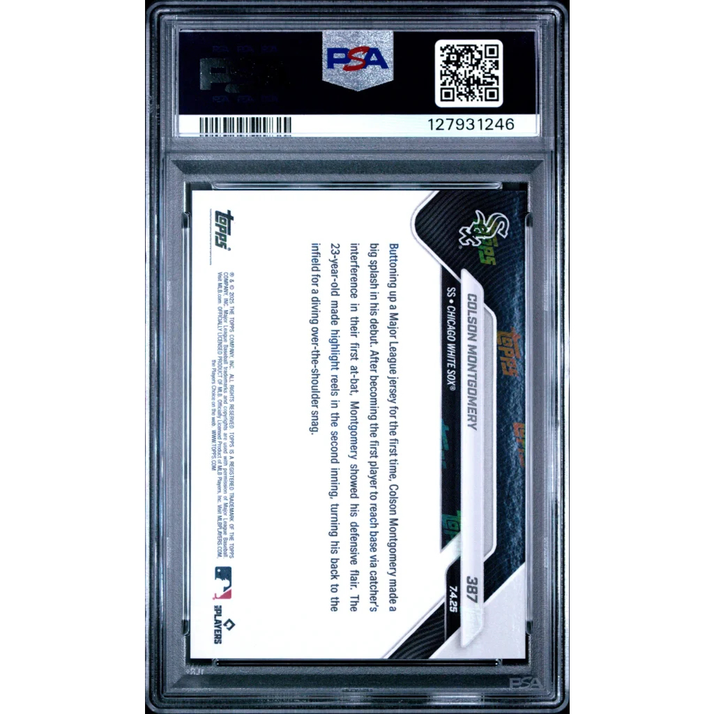 Graded 2025 Topps Now Colson Montgomery #387 Rookie RC Baseball Card PSA 10 Gem Mint | PSA 10 Gem Mint Graded Rookie Card | vintageantiquesgifts.com