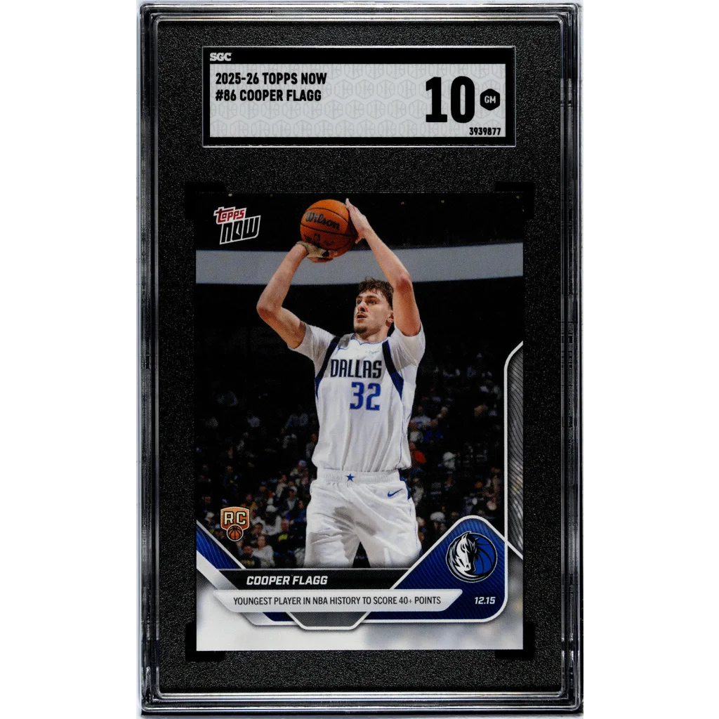 Graded 2025 Topps Now Cooper Flagg #86 Rookie RC Basketball Card SGC 10 Gem Mint | Hall of Fame Sports Memorabilia | vintageantiquesgifts.com