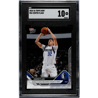 Graded 2025 Topps Now Cooper Flagg #86 Rookie RC Basketball Card SGC 10 Gem Mint | Hall of Fame Sports Memorabilia | vintageantiquesgifts.com