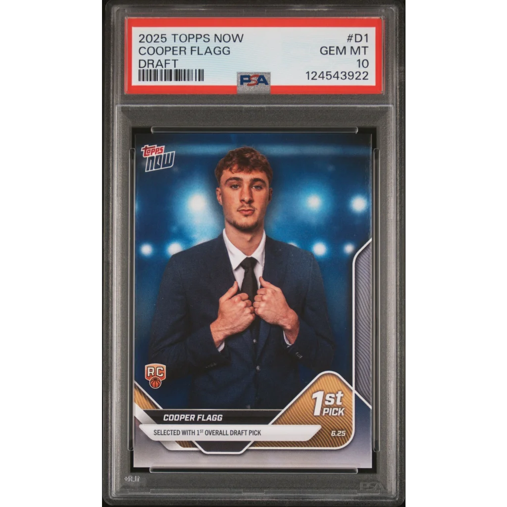 Graded 2025 Topps Now Cooper Flagg #D1 Draft Rookie RC Basketball Card PSA 10 Gem Mint | Hall of Fame Sports Memorabilia | vintageantiquesgifts.com