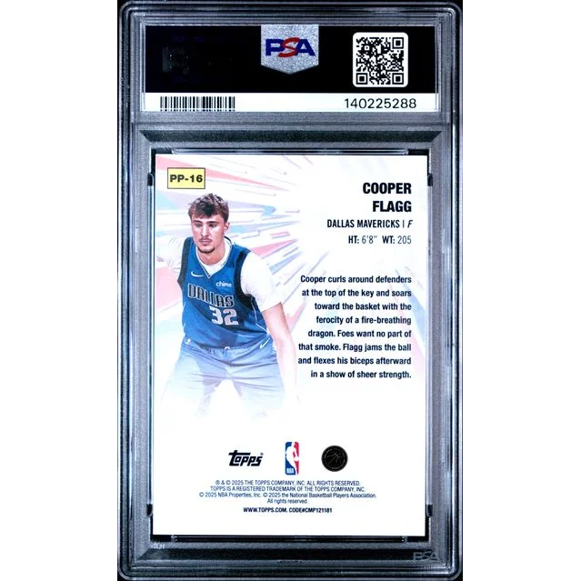 Graded 2025 Topps Cooper Flagg PP16 Power Players Holo Foil Rookie RC Basketball Card PSA 10 Gem Mint | PSA 10 Gem Mint Graded Rookie Card | vintageantiquesgifts.com