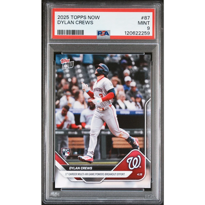 Graded 2025 Topps Now Dylan Crews #87 Rookie RC PSA 9 Mint
