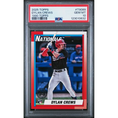 Graded 2025 Topps Dylan Crews #T9089 1990 Topps Rookie RC Baseball Card PSA 10 Gem Mint | Hall of Fame Sports Memorabilia | vintageantiquesgifts.com