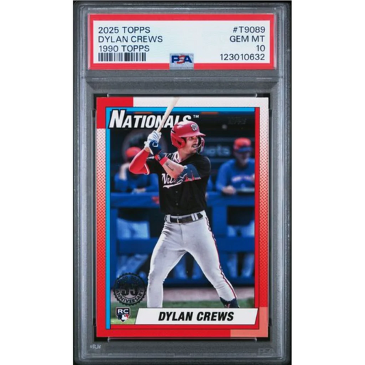 Graded 2025 Topps Dylan Crews #T9089 1990 Topps Rookie RC Baseball Card PSA 10 Gem Mint | Hall of Fame Sports Memorabilia | vintageantiquesgifts.com