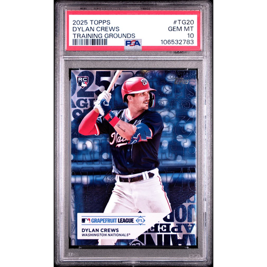 PSA graded Dylan Crews 2025 Topps Training Grounds baseball card for collectors