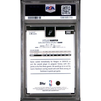 Graded PSA 10 2024-25 Topps Dylan Harper Spurs rookie card