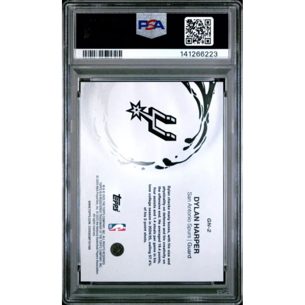 Graded PSA 10 2025 Topps Dylan Harper Generation Now Spurs Rookie Card