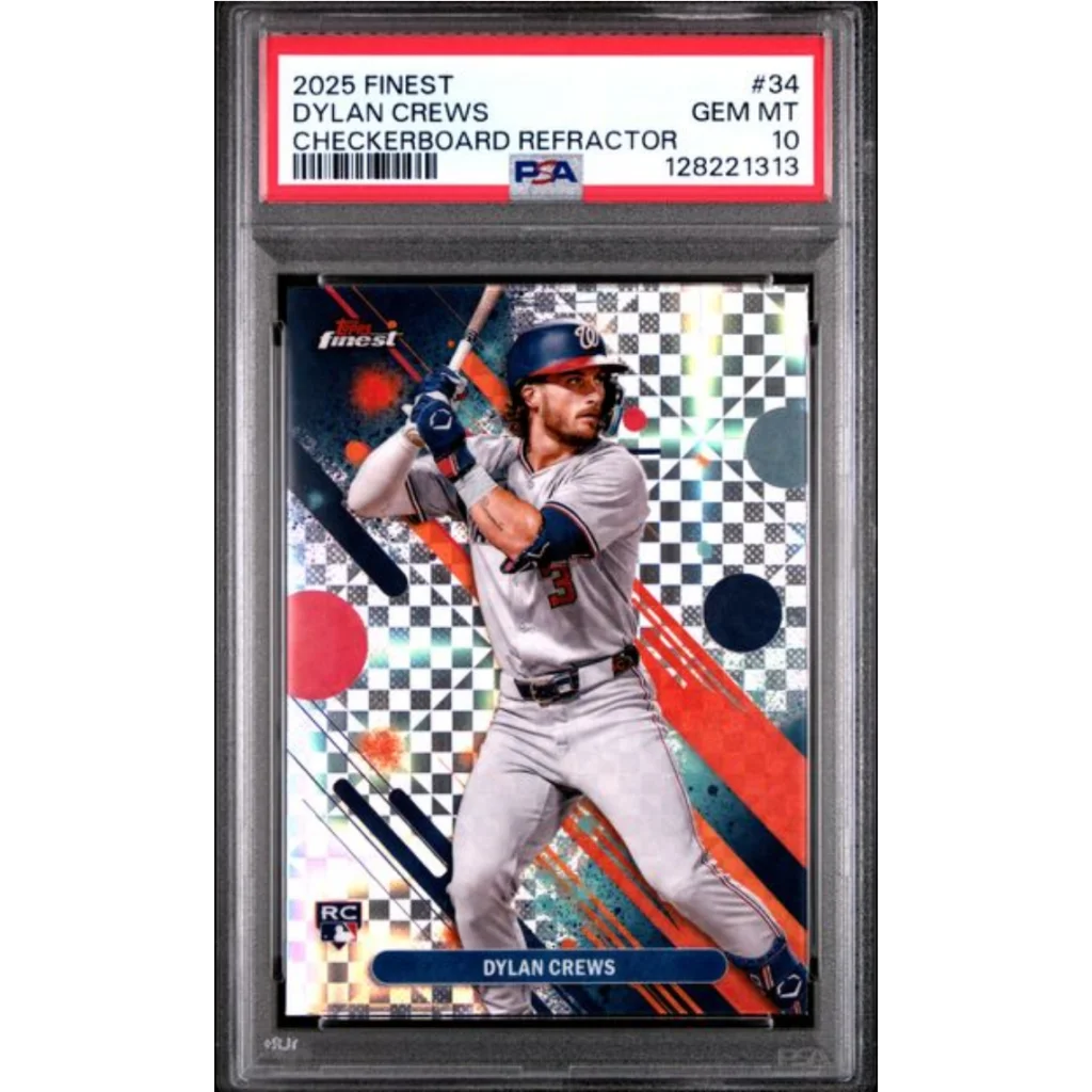 2025 Topps Finest Dylan Crews #34 Checkerboard Refractor PSA 10 Gem Mint