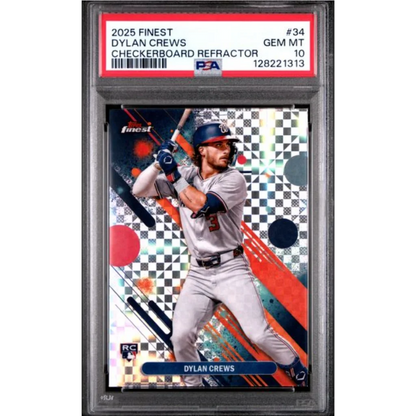2025 Topps Finest Dylan Crews #34 Checkerboard Refractor PSA 10 Gem Mint