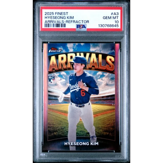 Graded 2025 Topps Finest Hyeseong Kim #A3 Arrivals Refractor Rookie RC Baseball Card PSA 10 Gem Mint | Hall of Fame Sports Memorabilia | vintageantiquesgifts.com