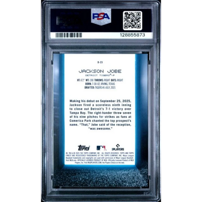 Graded 2025 Topps Finest Jackson Jobe #D23 Debut Gold Refractor /50 Rookie RC Baseball Card PSA 10 Gem Mint | PSA 10 Gem Mint Graded Rookie Card | vintageantiquesgifts.com