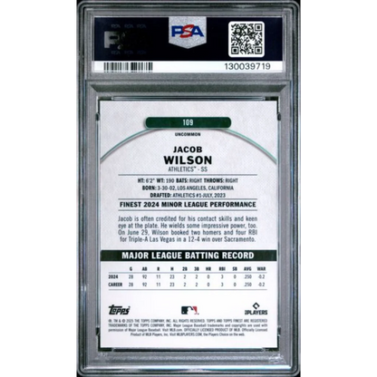 Graded 2025 Topps Finest Jacob Wilson #109 Checkerboard Refractor Rookie RC Baseball Card PSA 10 Gem Mint | PSA 10 Gem Mint Graded Rookie Card | vintageantiquesgifts.com