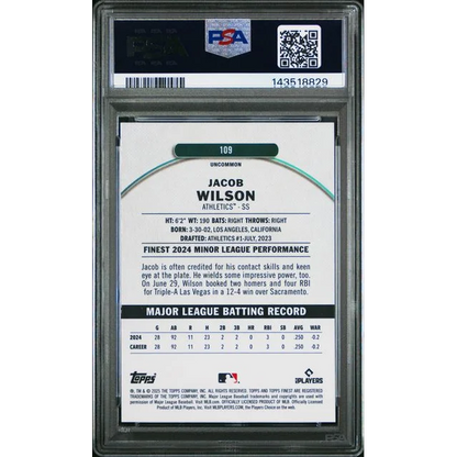 Graded 2025 Topps Finest Jacob Wilson 109 Rookie RC Baseball Card PSA 10 Gem Mint | PSA 10 Gem Mint Graded Rookie Card | vintageantiquesgifts.com