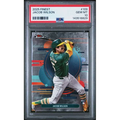 Graded 2025 Topps Finest Jacob Wilson 109 Rookie RC Baseball Card PSA 10 Gem Mint | Hall of Fame Sports Memorabilia | vintageantiquesgifts.com
