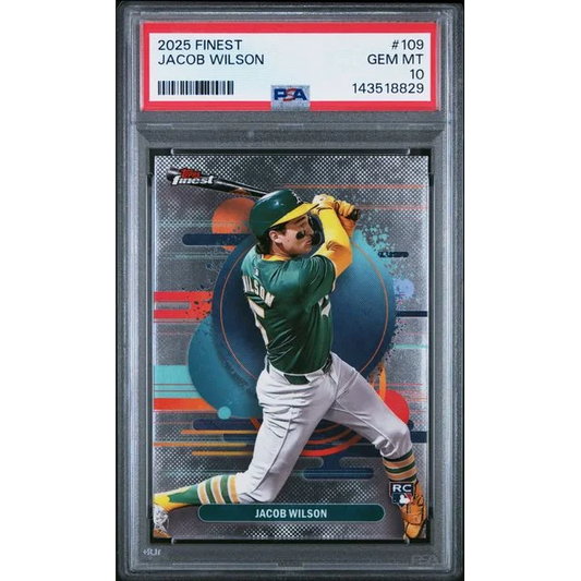 Graded 2025 Topps Finest Jacob Wilson 109 Rookie RC Baseball Card PSA 10 Gem Mint | Hall of Fame Sports Memorabilia | vintageantiquesgifts.com