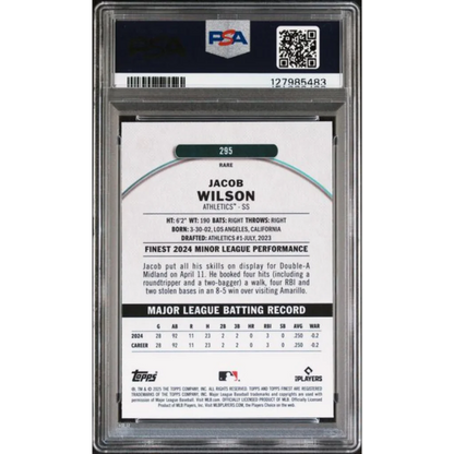 Graded 2025 Topps Finest Jacob Wilson #295 Rookie RC Baseball Card PSA 10 Gem Mint | PSA 10 Gem Mint Graded Rookie Card | vintageantiquesgifts.com