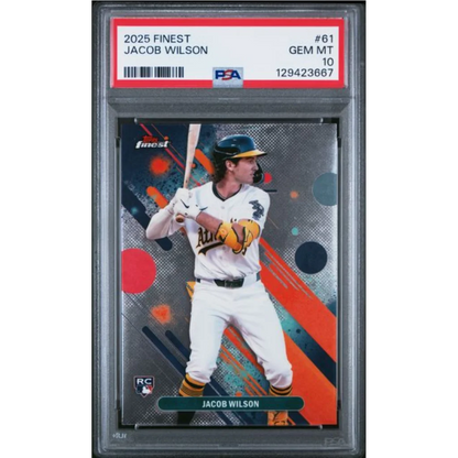Graded 2025 Topps Finest Jacob Wilson #61 Rookie RC Baseball Card PSA 10 Gem Mint | Hall of Fame Sports Memorabilia | vintageantiquesgifts.com