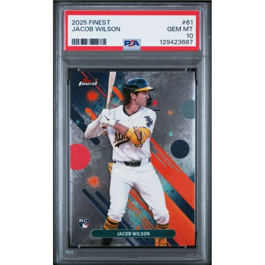 Graded 2025 Topps Finest Jacob Wilson #61 Rookie RC Baseball Card PSA 10 Gem Mint | Hall of Fame Sports Memorabilia | vintageantiquesgifts.com
