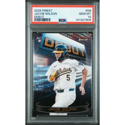 Graded 2025 Topps Finest Jacob Wilson D6 Debut Rookie RC Baseball Card PSA 10 Gem Mint | Hall of Fame Sports Memorabilia | vintageantiquesgifts.com
