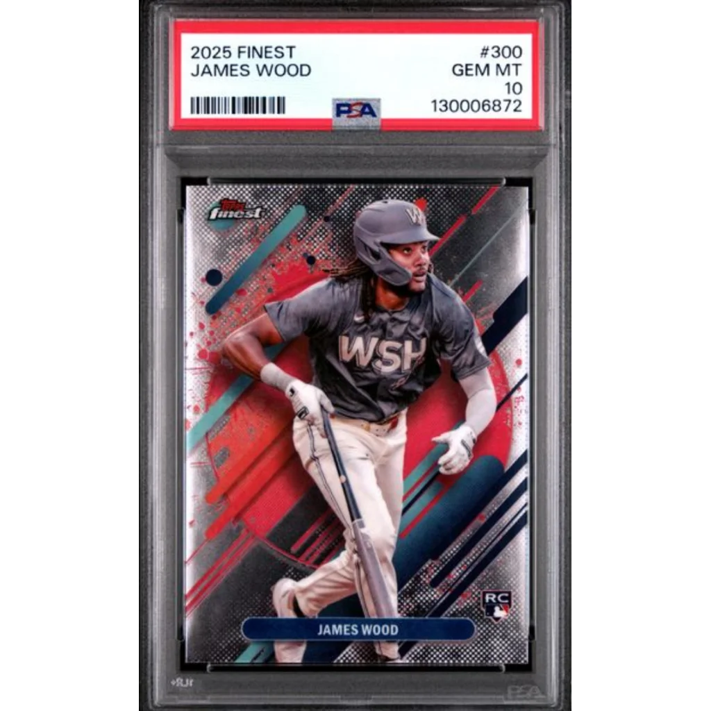 Graded 2025 Topps Finest James Wood #300 Rookie RC Baseball Card PSA 10 Gem Mint | Hall of Fame Sports Memorabilia | vintageantiquesgifts.com