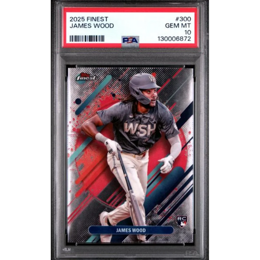 Graded 2025 Topps Finest James Wood #300 Rookie RC Baseball Card PSA 10 Gem Mint | Hall of Fame Sports Memorabilia | vintageantiquesgifts.com