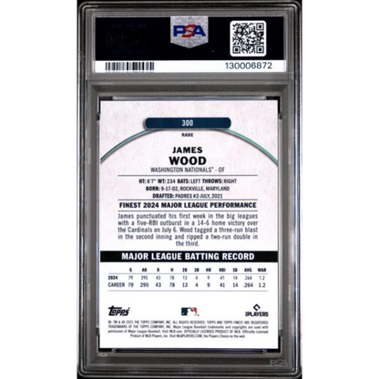 Graded 2025 Topps Finest James Wood #300 Rookie RC Baseball Card PSA 10 Gem Mint | PSA 10 Gem Mint Graded Rookie Card | vintageantiquesgifts.com