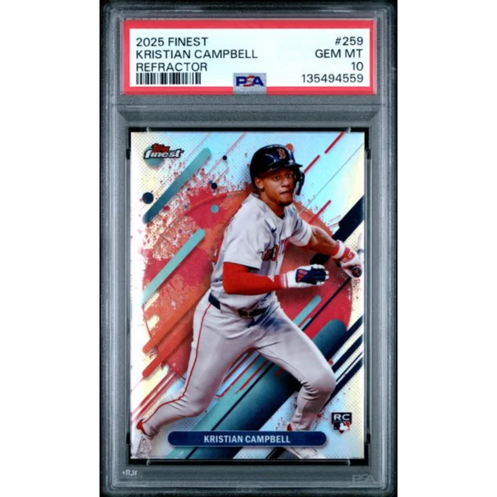 Graded 2025 Topps Finest Kristian Campbell #259 Refractor Rookie RC Baseball Card PSA 10 Gem Mint | Hall of Fame Sports Memorabilia | vintageantiquesgifts.com