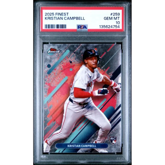 Graded 2025 Topps Finest Kristian Campbell #259 Rookie RC Baseball Card PSA 10 Gem Mint | Hall of Fame Sports Memorabilia | vintageantiquesgifts.com