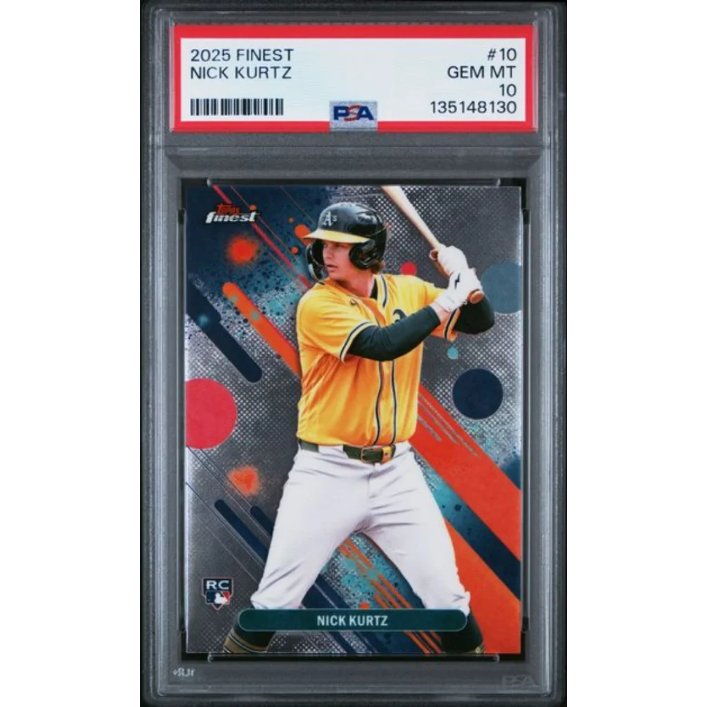 Graded 2025 Topps Finest Nick Kurtz #10 Rookie RC Baseball Card PSA 10 Gem Mint | Hall of Fame Sports Memorabilia | vintageantiquesgifts.com