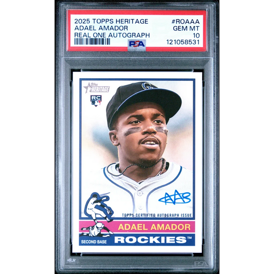 Graded 2025 Topps Heritage Adael Amador #ROAAA Real One Autograph Rookie RC Baseball Card PSA 10 Gem Mint | Hall of Fame Sports Memorabilia | vintageantiquesgifts.com