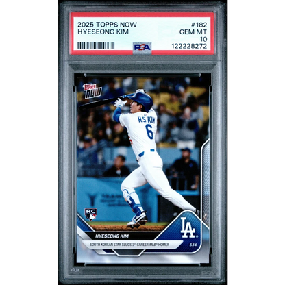 Graded PSA 10 2025 Topps Now Hyeseong Kim #182 Rookie RC Dodgers Card