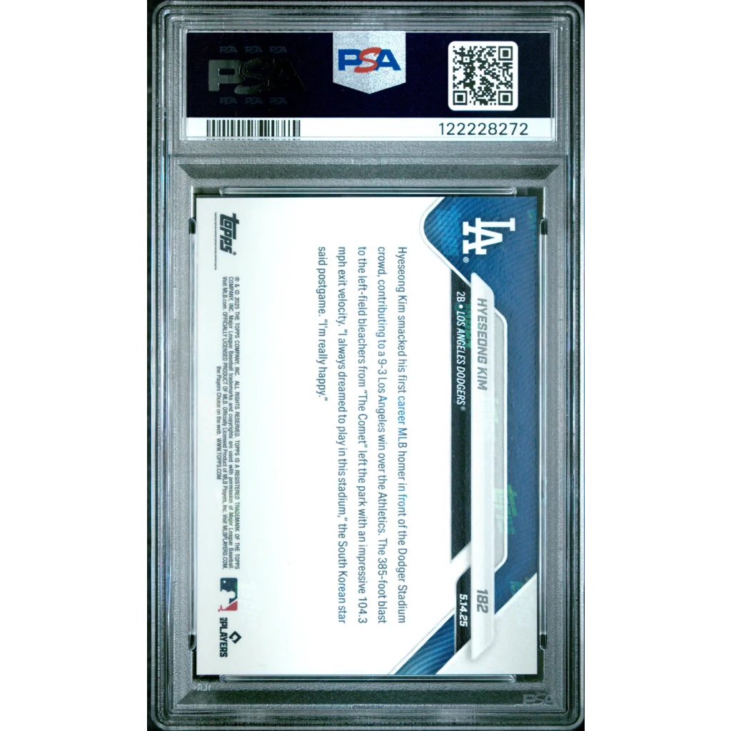 Graded 2025 Topps Now Hyeseong Kim #182 Rookie RC PSA 10 Gem Mint Card