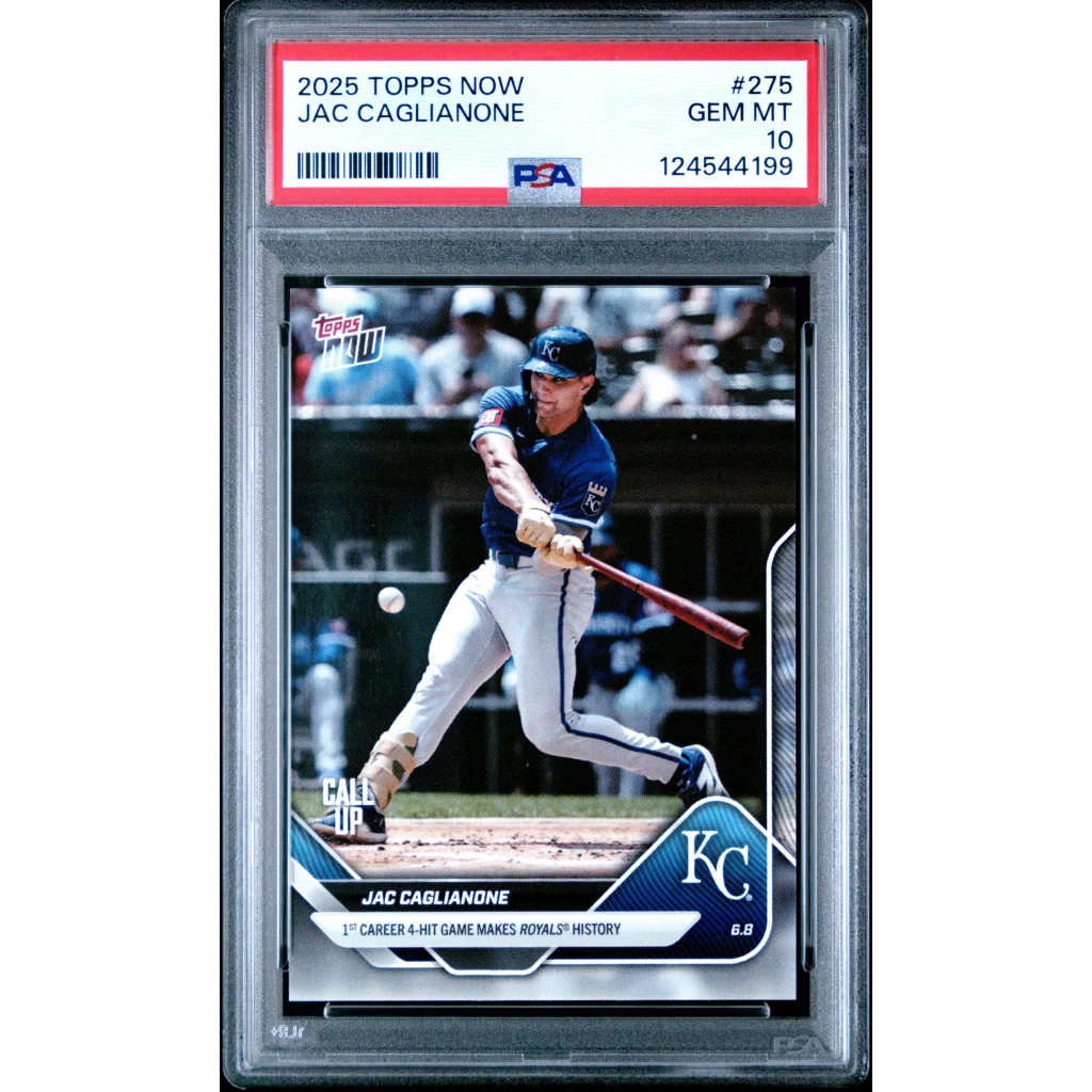 Graded 2025 Topps Now Jac Caglianone #275 Rookie RC Baseball Card PSA 10 Gem Mint | Hall of Fame Sports Memorabilia | vintageantiquesgifts.com