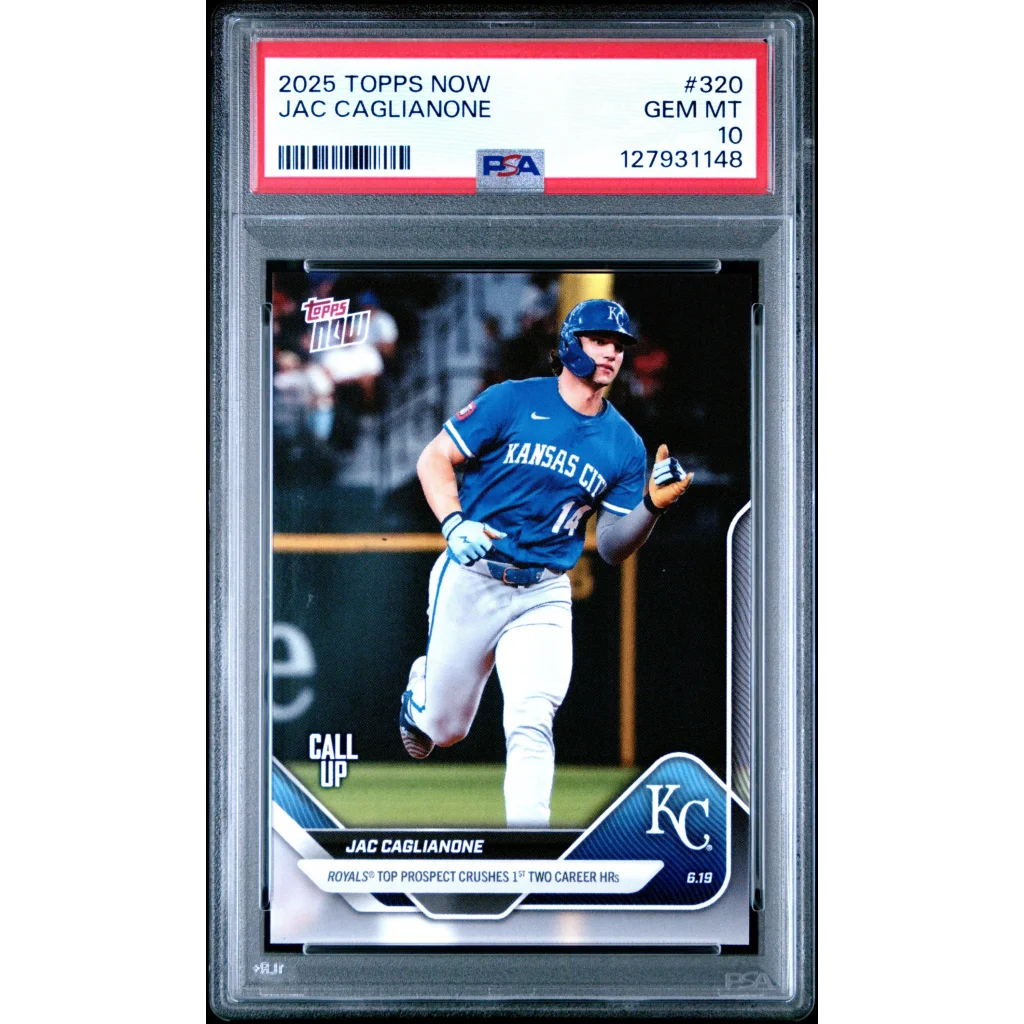 Graded 2025 Topps Now Jac Caglianone #320 Rookie RC Baseball Card PSA 10 Gem Mint | Hall of Fame Sports Memorabilia | vintageantiquesgifts.com