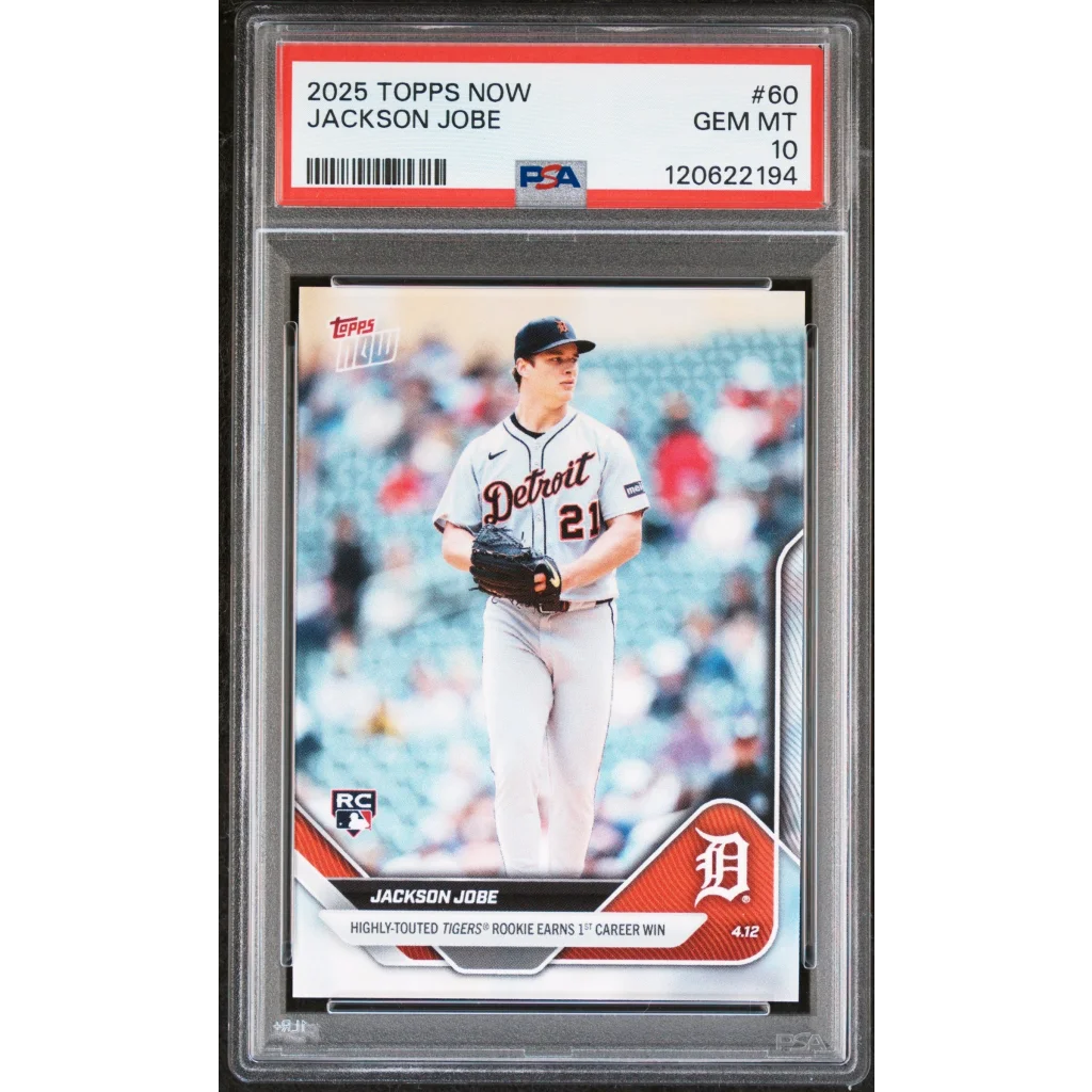Graded 2025 Topps Now Jackson Jobe #60 Rookie RC Baseball Card PSA 10 Gem Mint | Hall of Fame Sports Memorabilia | vintageantiquesgifts.com