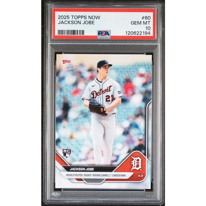 Graded 2025 Topps Now Jackson Jobe #60 Rookie RC Baseball Card PSA 10 Gem Mint | Hall of Fame Sports Memorabilia | vintageantiquesgifts.com