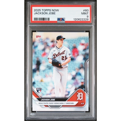 Graded 2025 Topps Now Jackson Jobe #60 Rookie RC Baseball Card PSA 9 Mint | Hall of Fame Sports Memorabilia | vintageantiquesgifts.com