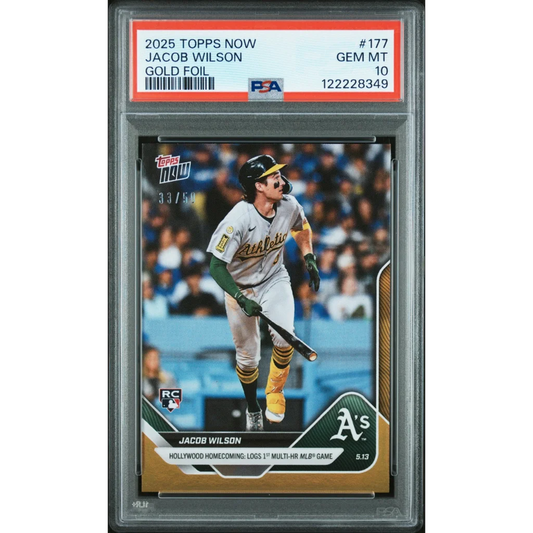 Graded 2025 Topps Now Jacob Wilson #177 Gold /50 RC PSA 10 Gem Mint card