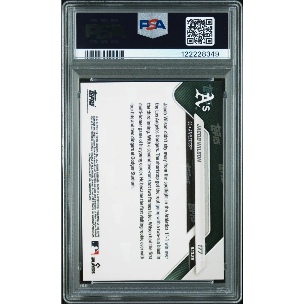 Graded 2025 Topps Now Jacob Wilson #177 Gold /50 RC PSA 10 gem mint card