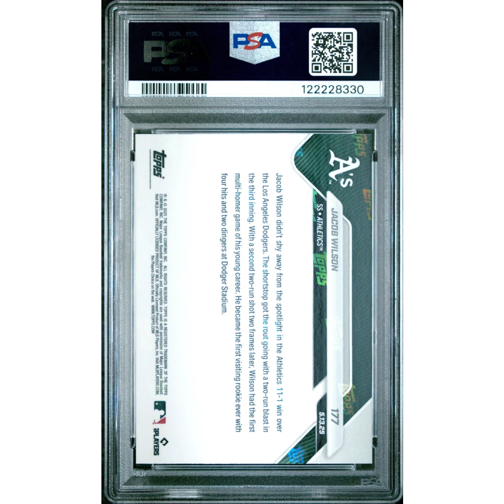 PSA 10 Graded 2025 Topps Now Jacob Wilson #177 Dodgers Rookie Card