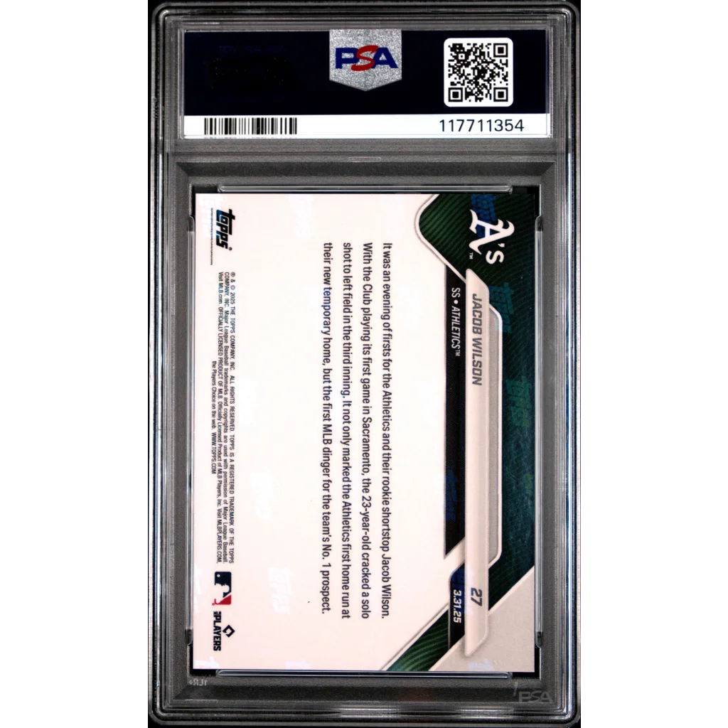 Graded 2025 Topps Now Jacob Wilson #27 Rookie RC Baseball Card PSA 10 Gem Mint | PSA 10 Gem Mint Graded Rookie Card | vintageantiquesgifts.com