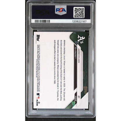 Graded PSA 9 2025 Topps Now Jacob Wilson #61 Black Foil /10 RC card in slab