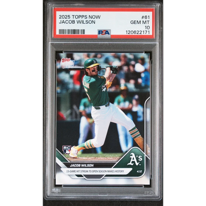Graded 2025 Topps Now Jacob Wilson #61 Rookie RC Baseball Card PSA 10 Gem Mint