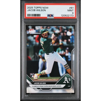 2025 Topps Now Jacob Wilson #61 RC PSA 9 Mint Graded Card