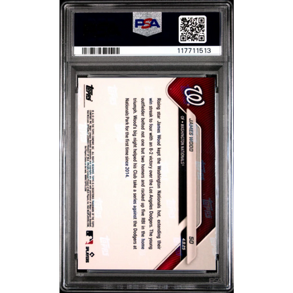 Graded 2025 Topps Now James Wood #50 Gold Foil /50 Rookie RC Baseball Card PSA 10 Gem Mint | PSA 10 Gem Mint Graded Rookie Card | vintageantiquesgifts.com