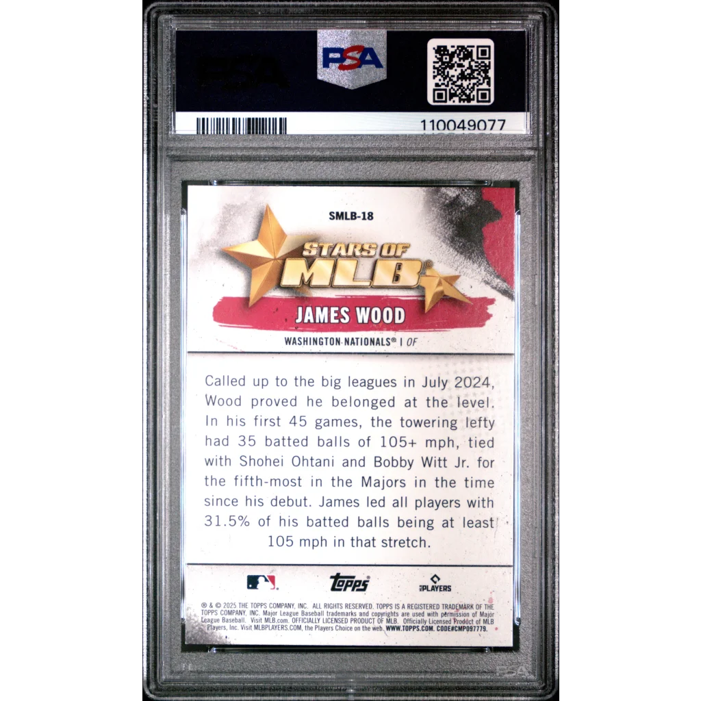 Graded 2025 Topps James Wood #SMLB18 Stars of MLB Rookie RC Baseball Card PSA 10 Gem Mint | PSA 10 Gem Mint Graded Rookie Card | vintageantiquesgifts.com