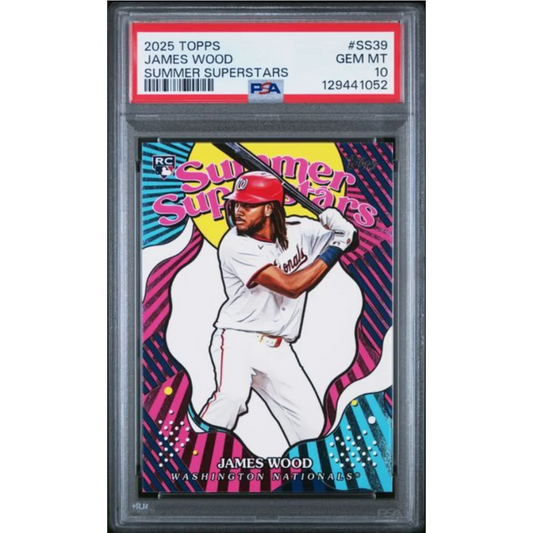 Graded 2025 Topps James Wood #SS39 Summer Superstars Rookie RC Baseball Card PSA 10 Gem Mint | Hall of Fame Sports Memorabilia | vintageantiquesgifts.com