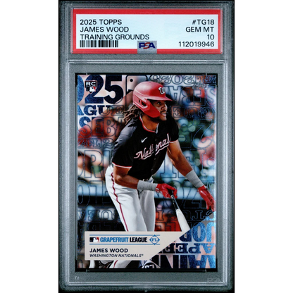 PSA GEM MINT 10 James Wood 2025 Topps Training Grounds Card TG18 by Professional Sports Authenticators